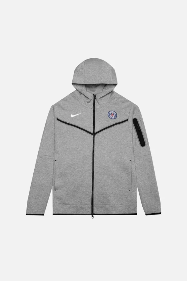 PARIS PSG x Tech Fleece Full-Zip Hoodie – Gri