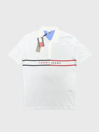 TOMMY H. Printed Polo T-shirt – Beyaz