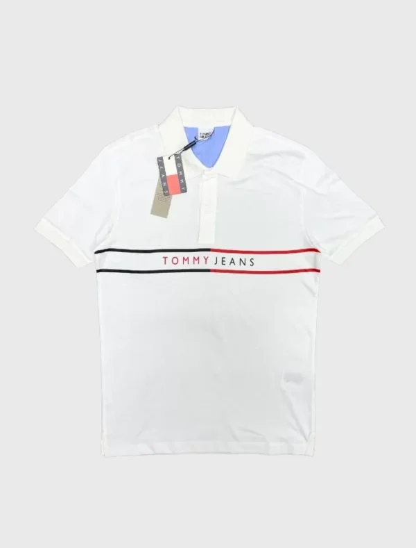 TOMMY H. Printed Polo T-shirt – Beyaz