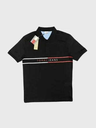 TOMMY H. Printed Polo T-shirt – Siyah