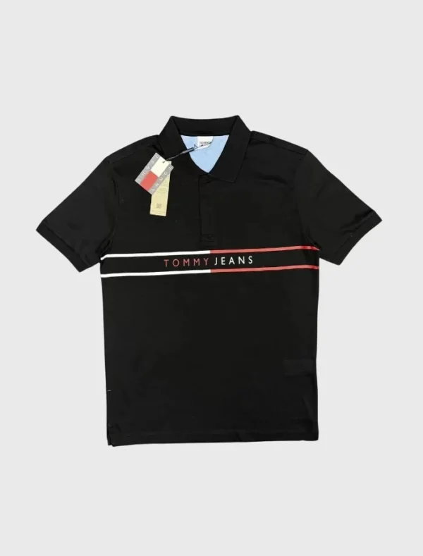 TOMMY H. Printed Polo T-shirt – Siyah