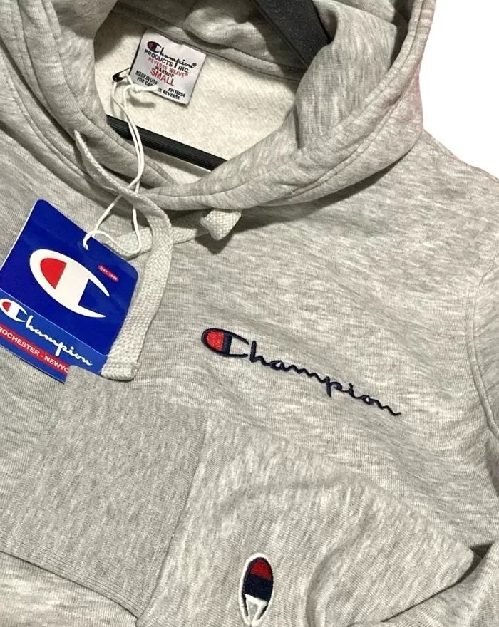 CHMPN Basic Logo Hoodie - Gri - Görsel 4