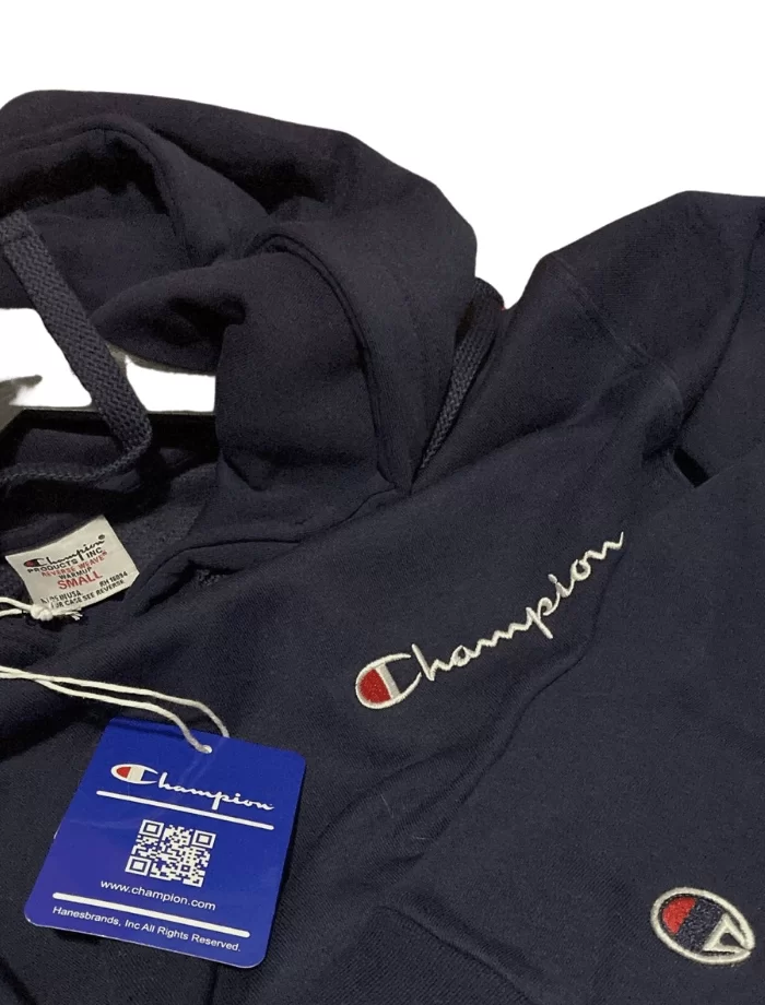 CHMPN Basic Logo Hoodie - Lacivert - Görsel 4