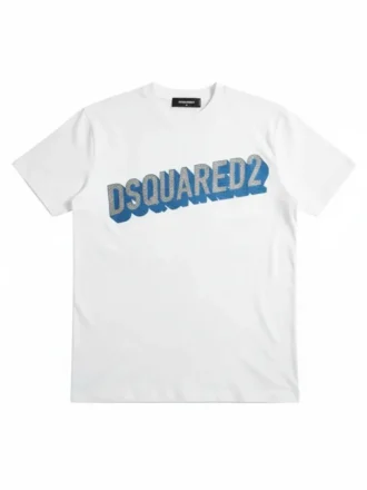 Dsq2 Blue Logo T-shirt - Beyaz