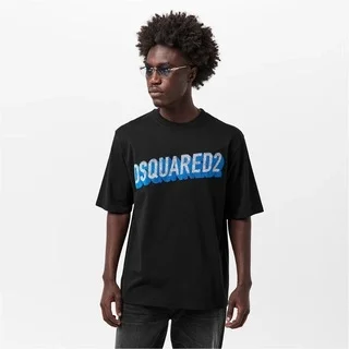 Dsq2 Blue Logo T-shirt - Siyah - Görsel 4